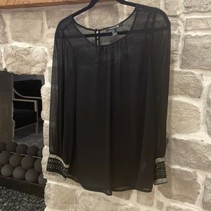 Black Top Gorgeous Bead Detail